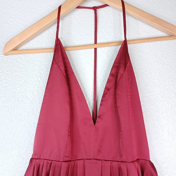 NBD Get Out Sz S Satin Burgundy Prom Party Mini Dress - Picture 5 of 16